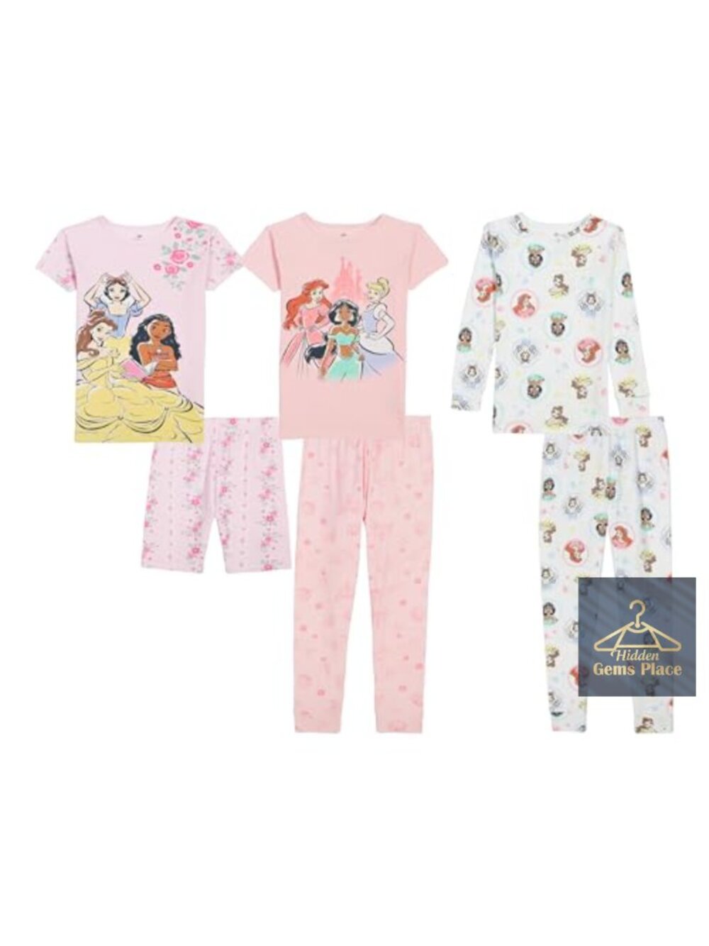 6-Piece Snug-Fit Cotton Pajama Set Girls Sleepwear Pull-On Cuffed Footless